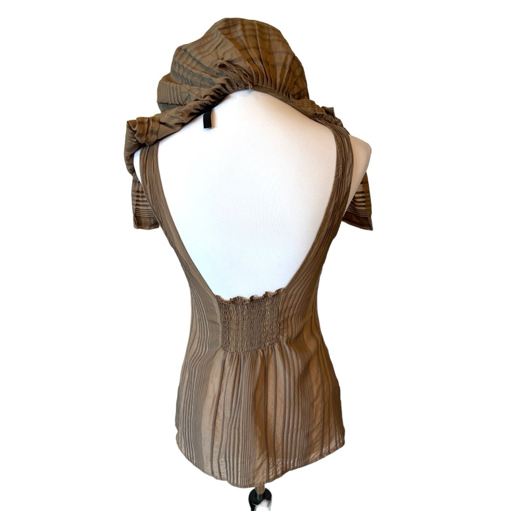 BCBGMAXAZRIA Beige Stripe Open Back Top XS - Picture 7 of 9
